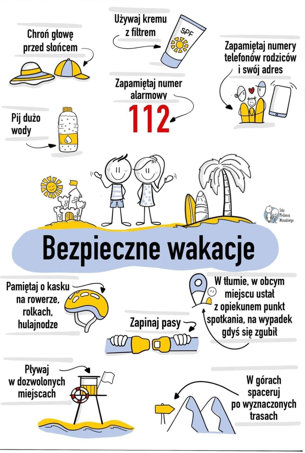 Na plakacie widać napisy i rysunki