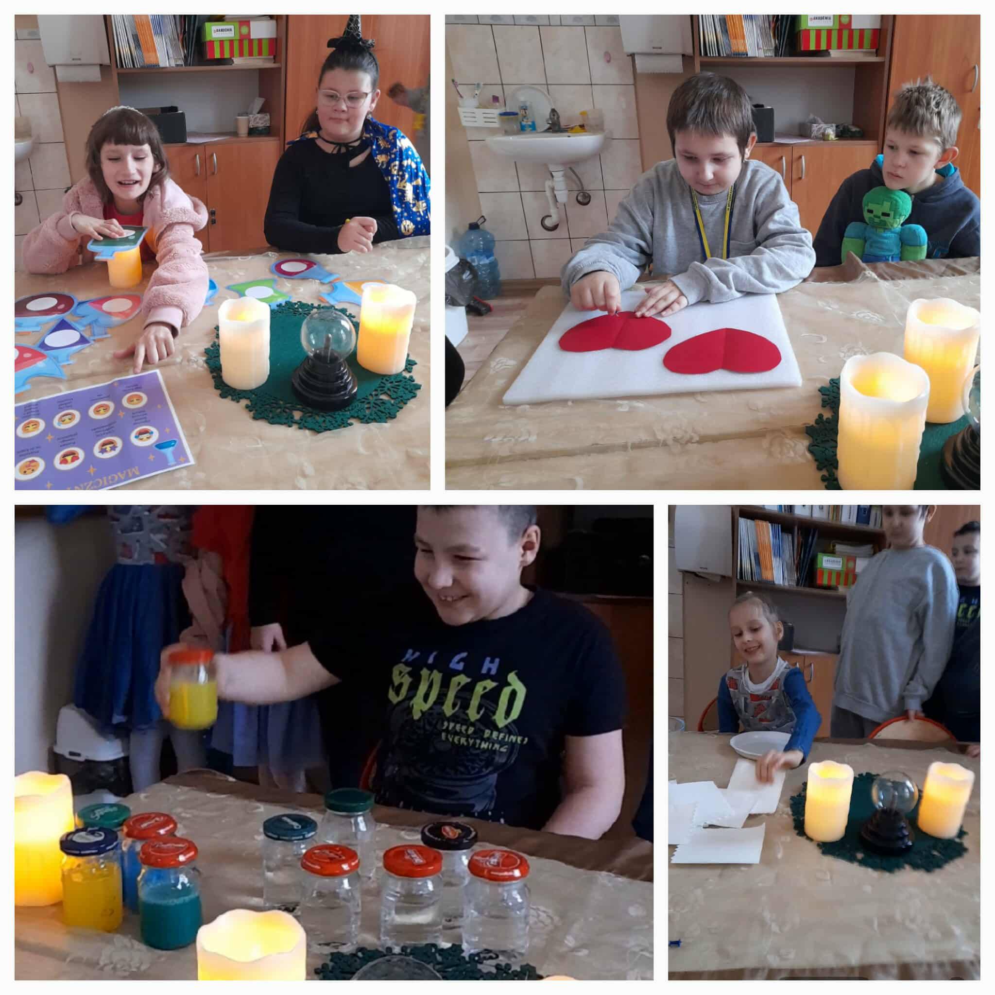 Na obrazku widać 8 osób, ozdoby graficzne